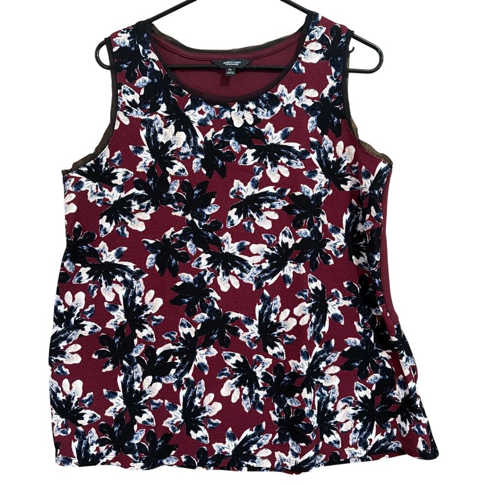 Vera Wang Womens Blouse Multicolored Floral Petite Sleeveless Stretch LP
